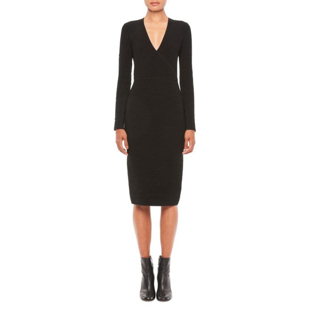 Emporio Armani Womens V Neck Below The Knee Cocktail Body Con Dress